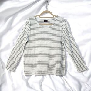 Untuckit Leoville T-shirt Woman Large Gray & White Stripes Long Sleeve Soft Knit